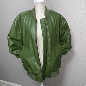Hudson Green Vegan Leather Bomber S